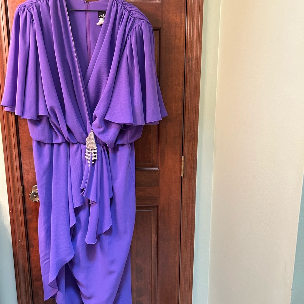 VTG Amazing 80s Lavender Pantsuit with Bling accents. By Nightworks Size 26w. - Picture 5 of 12